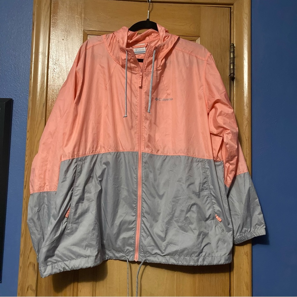 Two-Tone Peach and Light Gray Columbia Windbreaker
